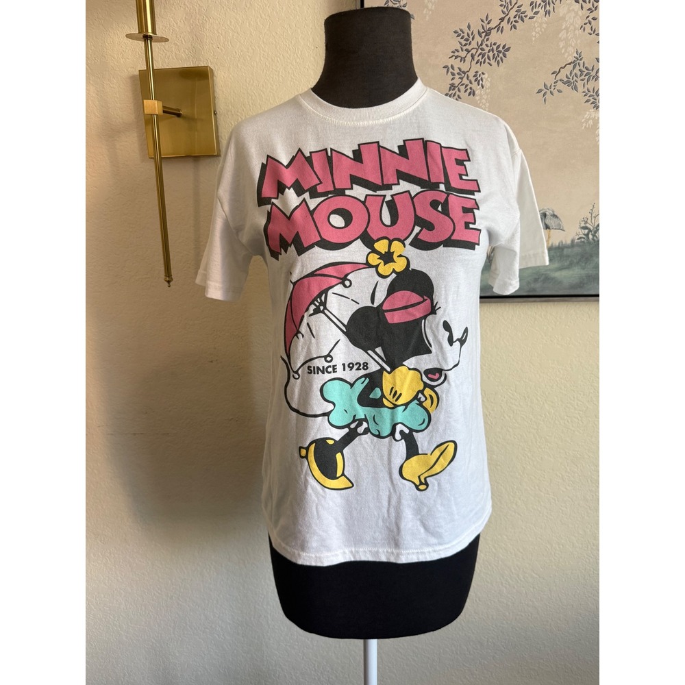 Disney Minnie Mouse Graphic T-Shirt White Short Sleeve XXS Since 1928